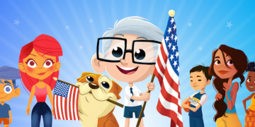 Banner of PragerU Kids featuring the characters from their shows