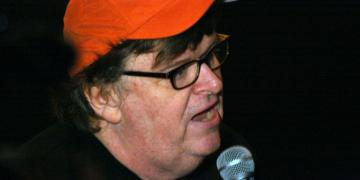Michael Moore, left, liberal
