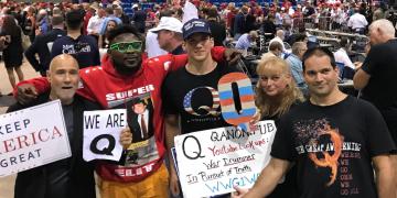 QAnon members along with Trump supporters