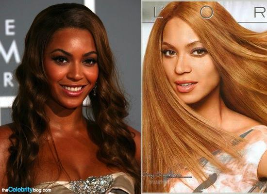 Beyoncé during a public event and while modeling for a L'Oréal hair dye